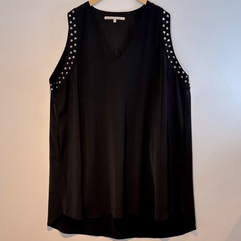 RACHEL Rachel Roy Black sleeveless shift dress with Silver Studs size 3X